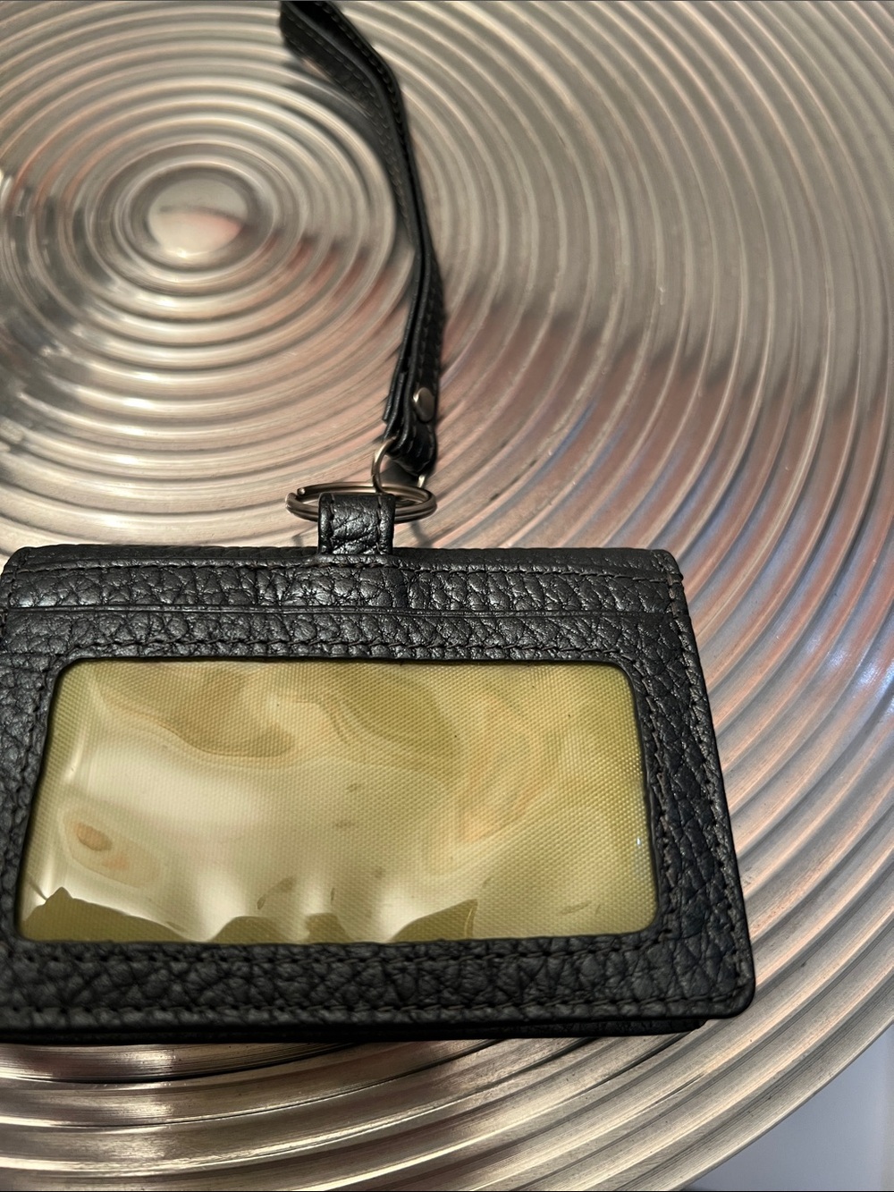 SHARIF 100% Black Leather Wristlet Card Holder with Embellished Logo Patch - Picture 2 of 9